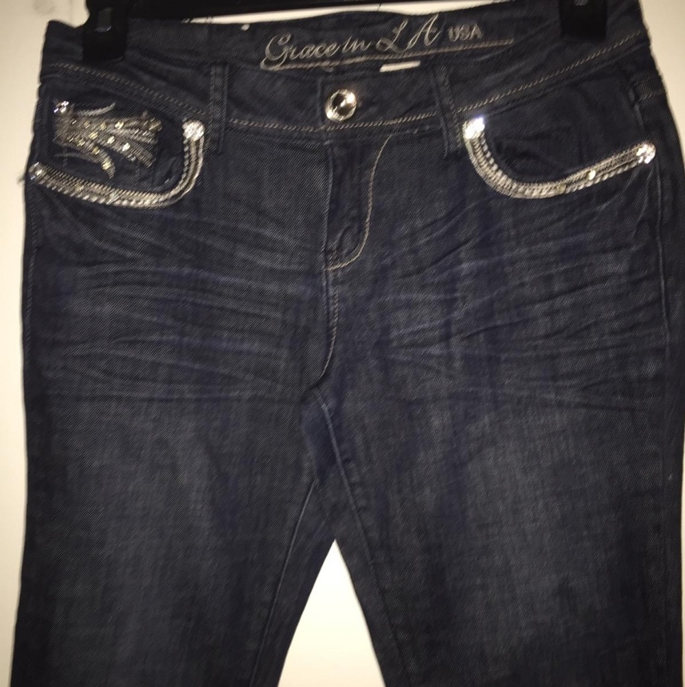 Blue jean straight leg with Rhinestone - Picture 3 of 6